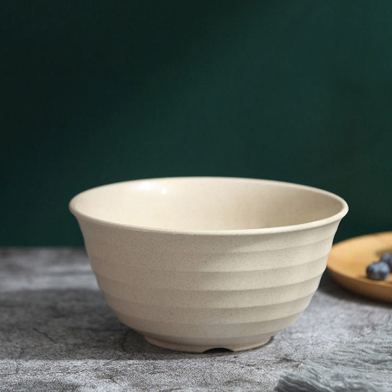 4pcs Wheat Straw Rice Bowl Round Noodle Bowl Drop Proof Kitchen Tableware Set