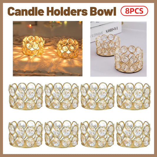 8pcs Gold European Candle Holders for Candlelight Dinner Decorative Candle Cups