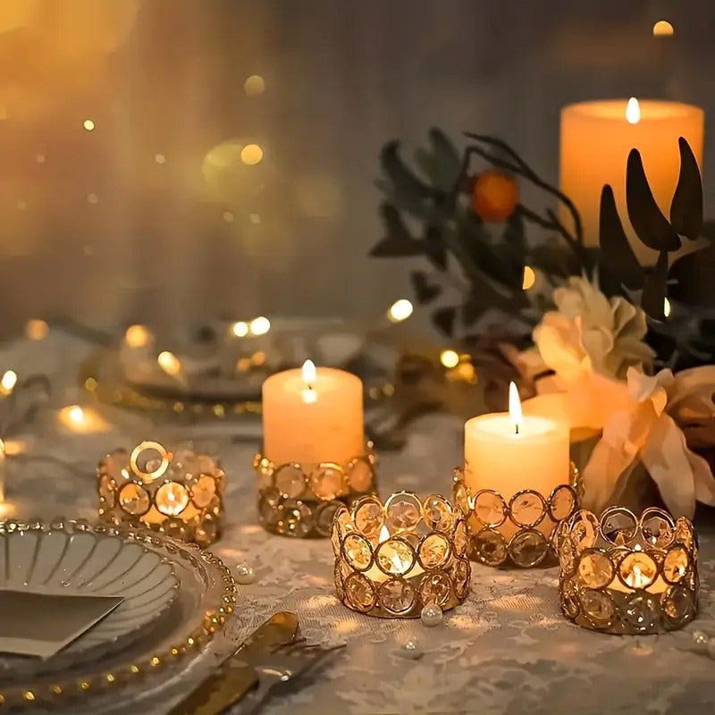 8pcs Gold European Candle Holders for Candlelight Dinner Decorative Candle Cups