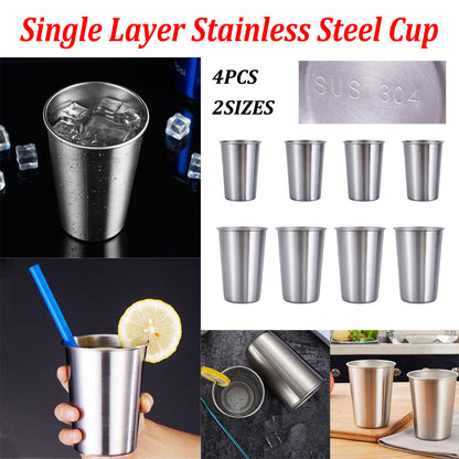 4PCS Stainless Steel Mug Set Portable Travel Cups Durable Drinking Coffee Mugs