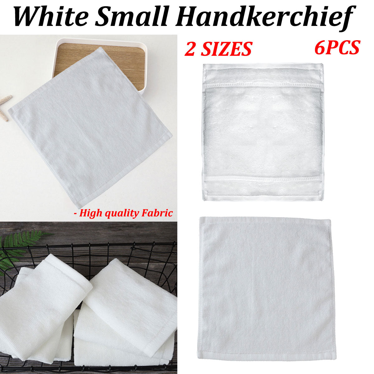 6 Pcs Hotel Cotton Face Towel White Soft Square Cloth
