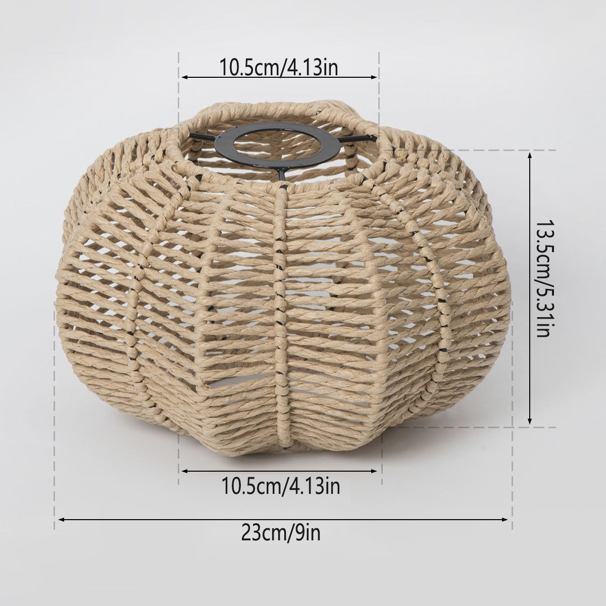 Handwoven Paper Rope Pendant Lampshade Pastoral Style 23cm