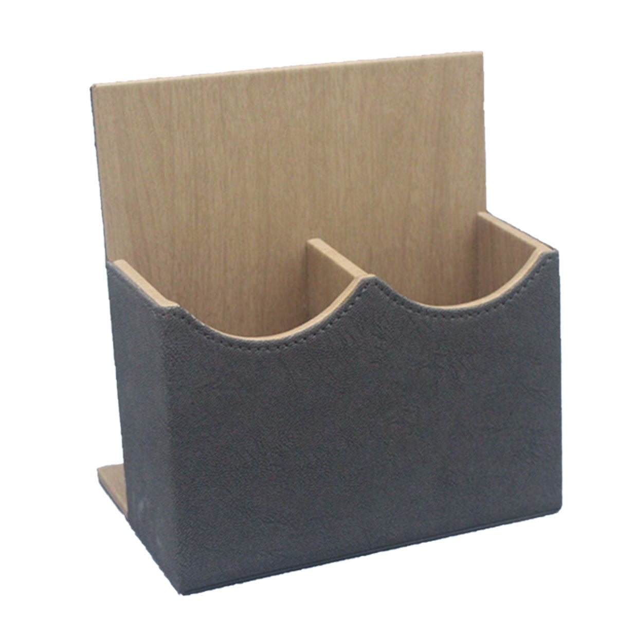 Leather Remote Control Holder Dual Compartment Caddy