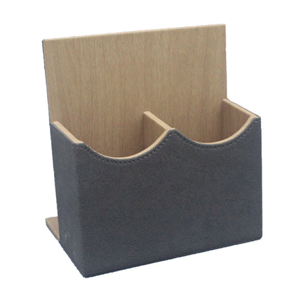 Leather Remote Control Holder Dual Compartment Caddy