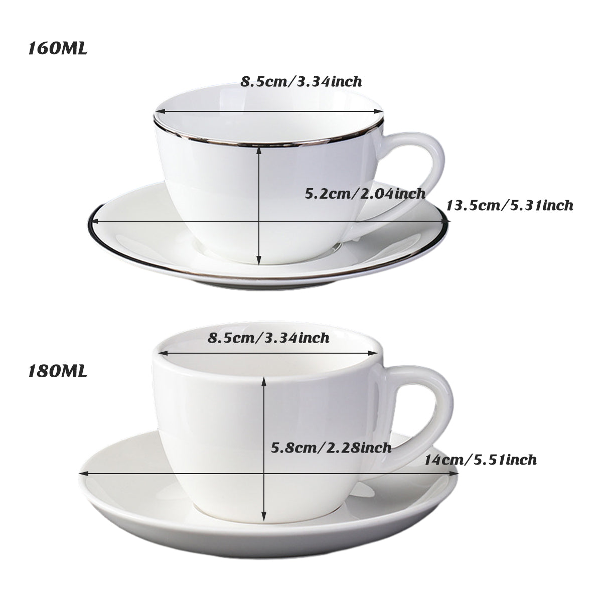 6 Piece Ceramic Coffee Cup and Saucer Set Apricot Tea