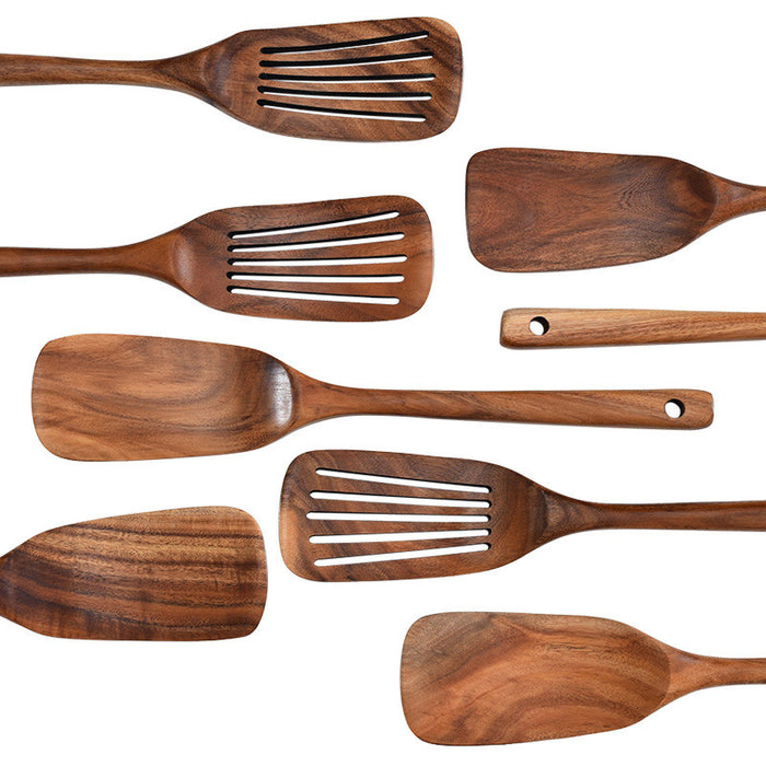 2 Pcs Wooden Spatulas with Hanging Holes