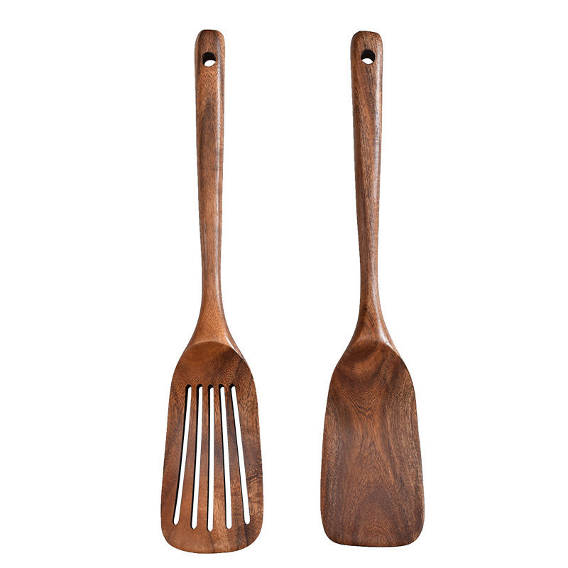 2pcs Wooden Frying Spatula Long Handle Stir Fry Spatula Kitchen Cooking Utensils