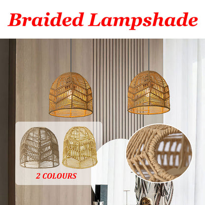 Paper Rope Pendant Light Chinese Style Rattan-Like Lampshade