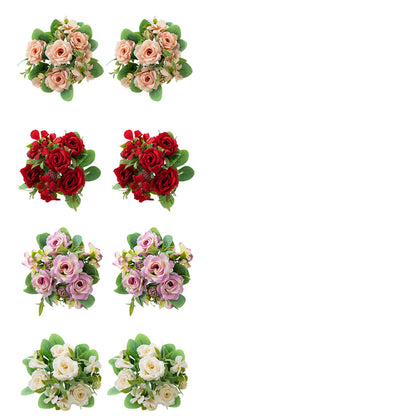 2Pcs Simulation Rose Bouquet Home Decoration Artificial Flower Arrangement Set