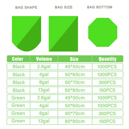 150/300/1000PCS Biodegradable Bin Liners Kitchen Garbage Bags 2.6GL,4GL,8GL,13GL