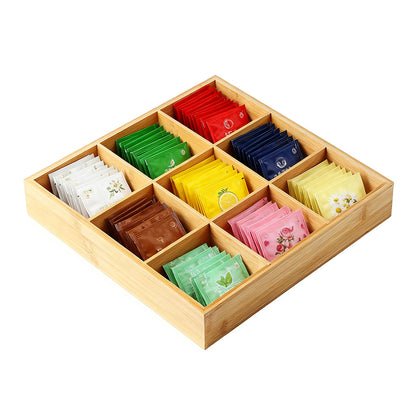 Bamboo 9 Grid Serving Tray Divided Food Platter for Hotel