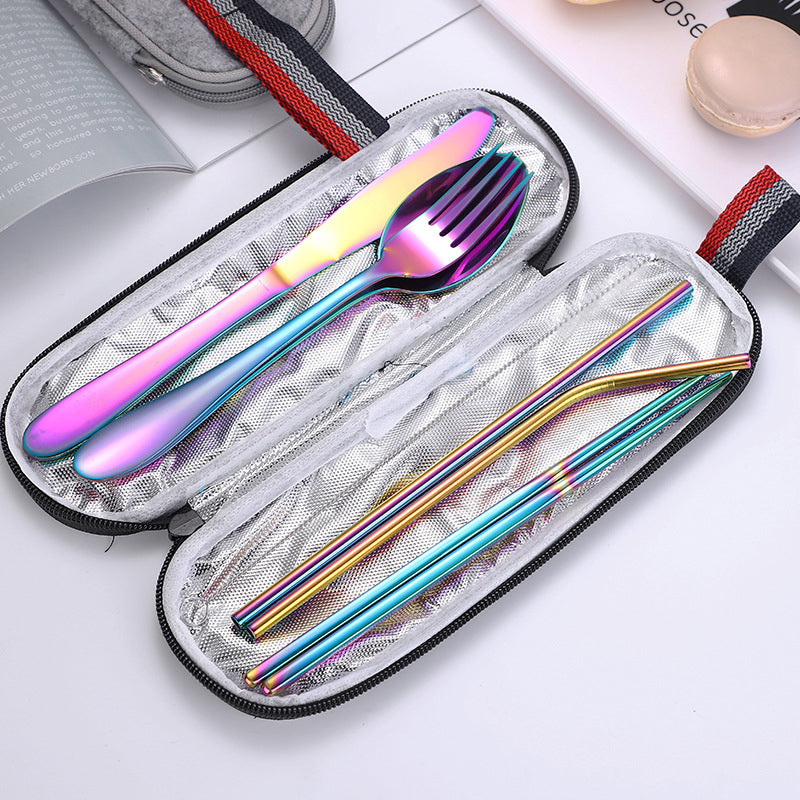 Portable Stainless Steel Travel Camping Cutlery Set of 8 Pieces