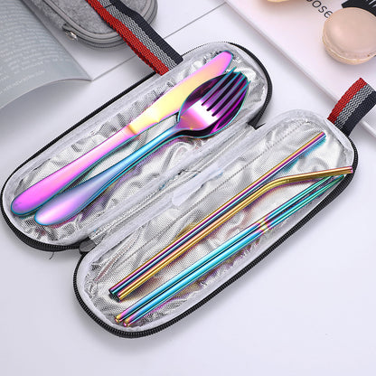 Portable Stainless Steel Travel Camping Cutlery Set of 8 Pieces