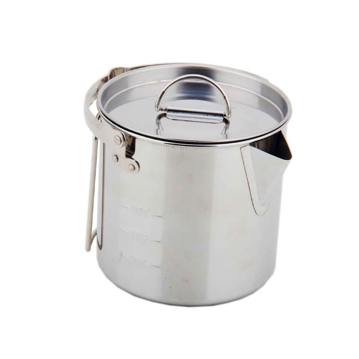 1.2L Stainless Steel Camping Kettle With Riveted Handle for Outdoor Picnic