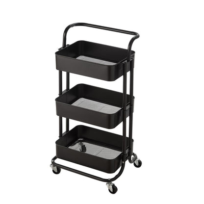 3Tier Trolley Shelf Organiser with Wheels Removable Storage Cart for Home Office