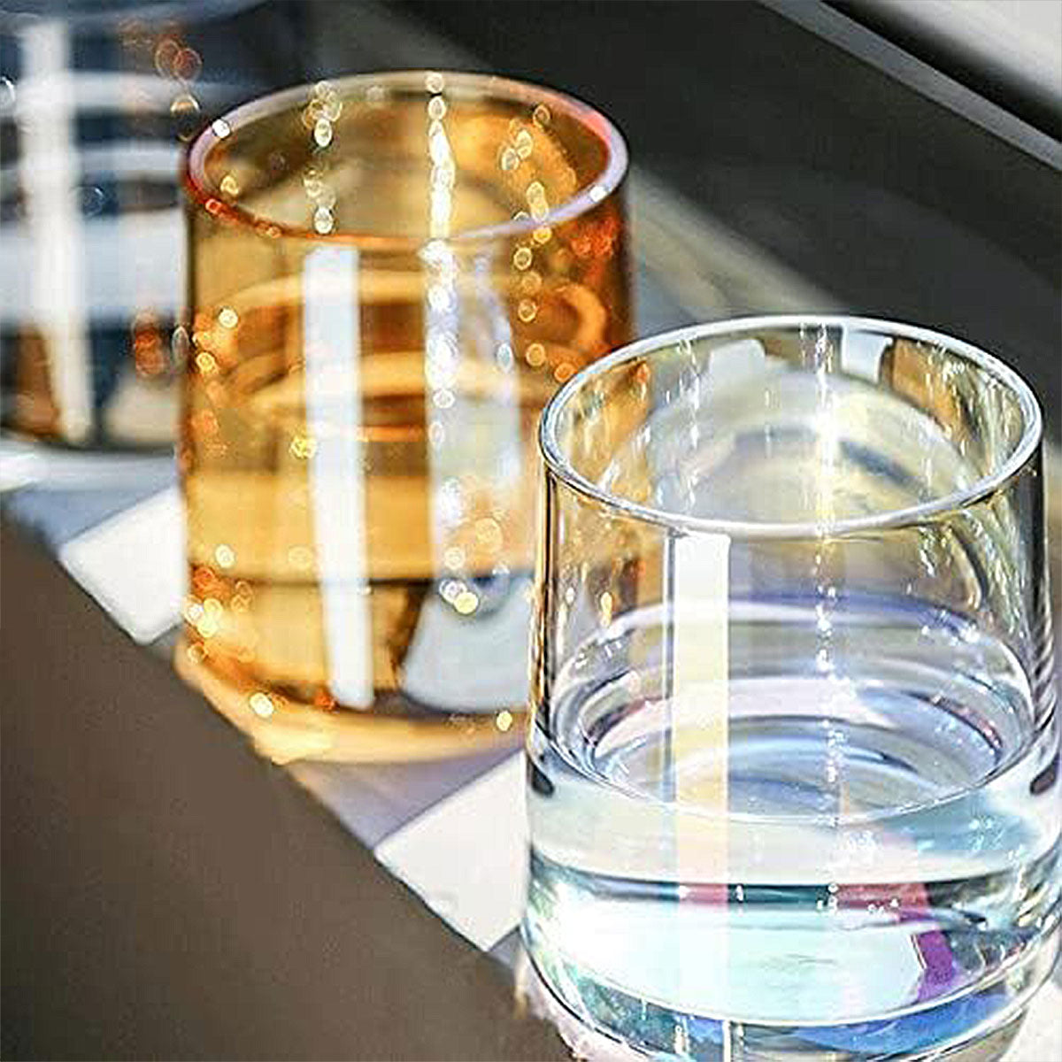 2 Pcs Glass Toothbrush Cups Set for Hotel Bathroom