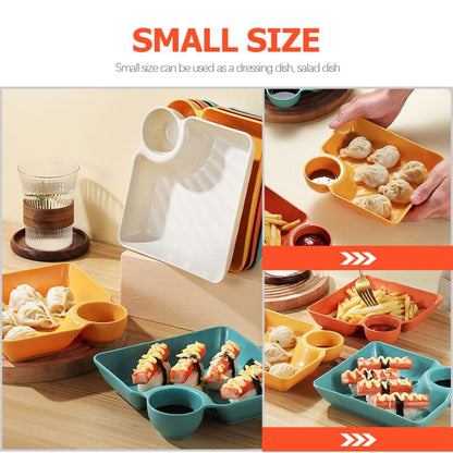 8X Large Square Dumpling Plate with Vinegar Dish PP Tray Dinner
