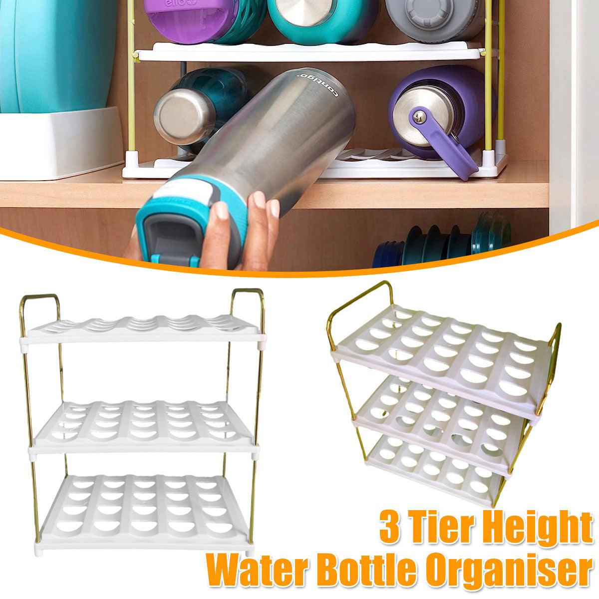 3 Tier Cup and Bottle Storage Rack with Dividers – Product View 2