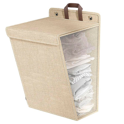 Foldable Wall Mounted Laundry Basket Breathable Mesh