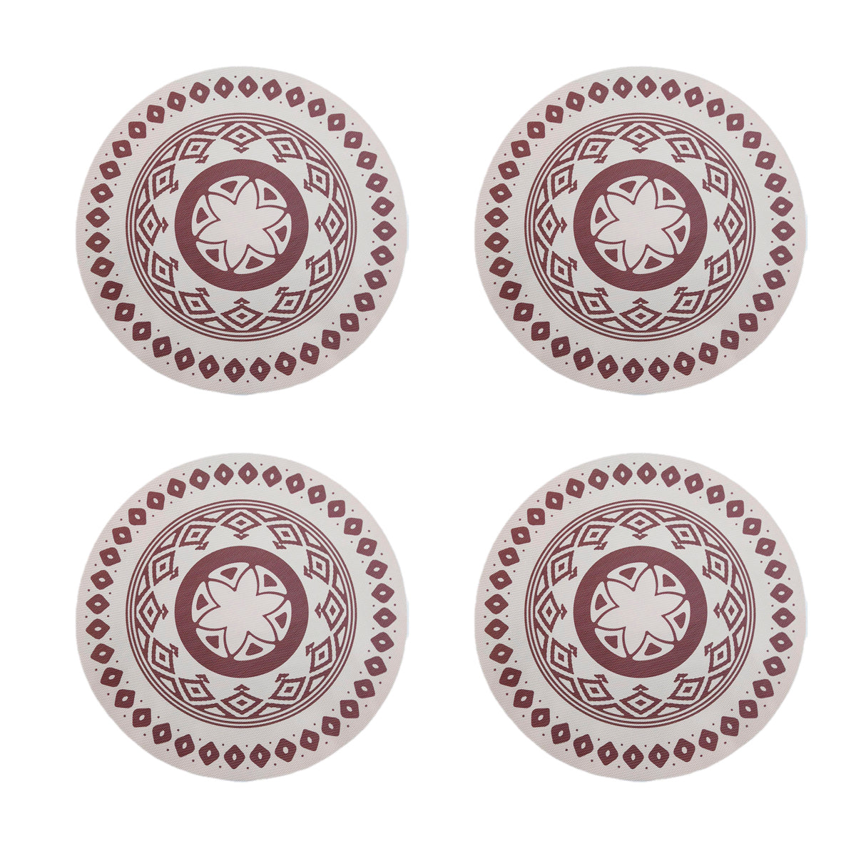 4PCS Bohemian Placemats Round Printed Heat Resistant Easy Clean Dining Mats
