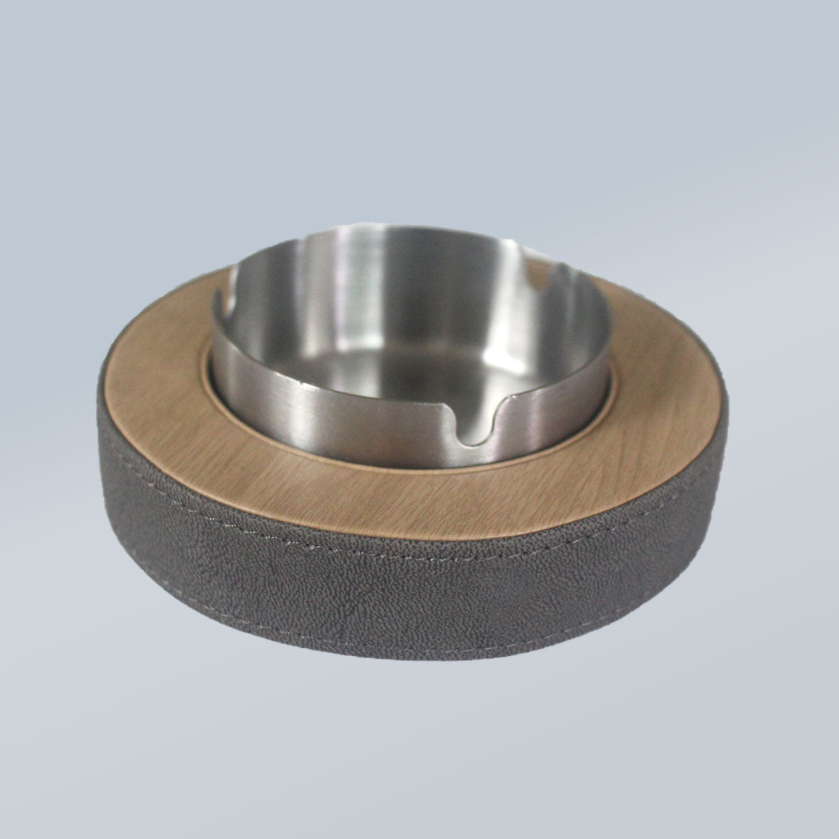 Leather Tissue Box Holder with Stainless Steel Ashtray