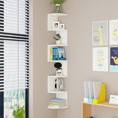 7 Tier Wall Mounted Corner Shelf Triangle Storage Rack Space Saving Organizer