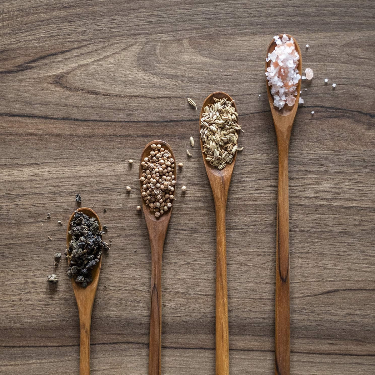 4PCS Japanese Wooden Long Handle Stirring Spoons for Coffee and Tea