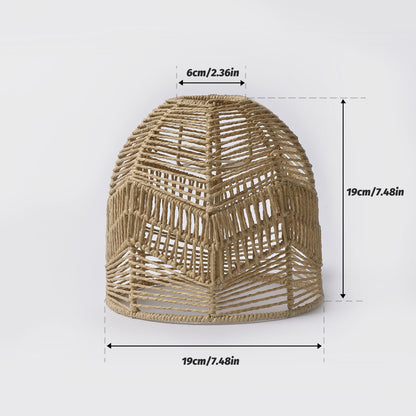 Paper Rope Pendant Light Chinese Style Rattan-Like Lampshade