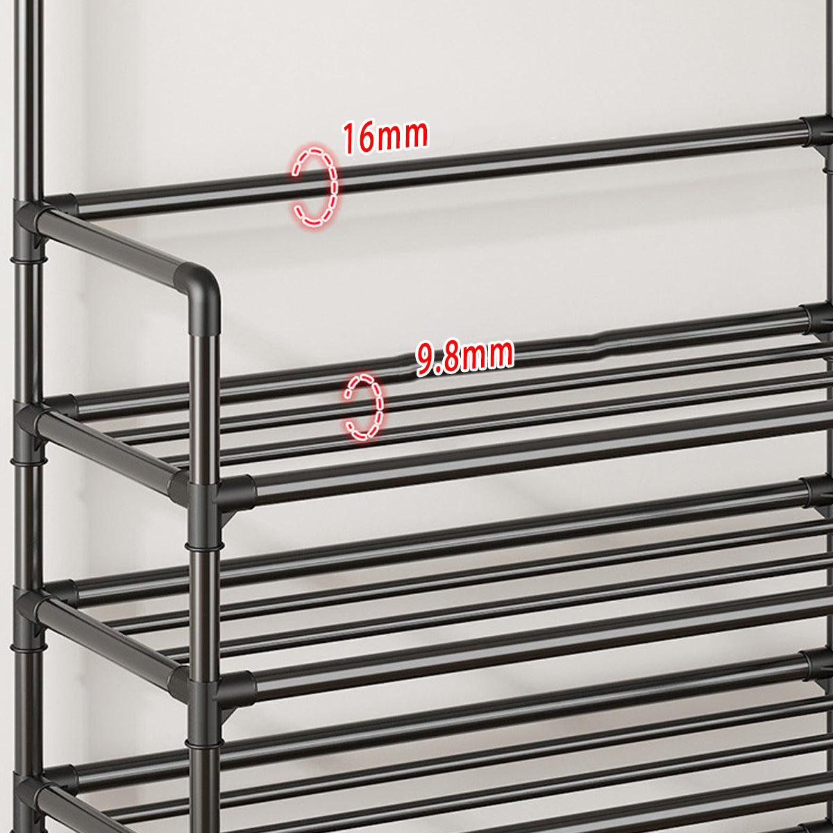 5-Layer Hall Tree with Metal Coat Rack Shoe Rack Entryway Storage Organizer Home