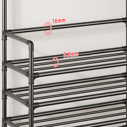 5-Layer Hall Tree with Metal Coat Rack Shoe Rack Entryway Storage Organizer Home