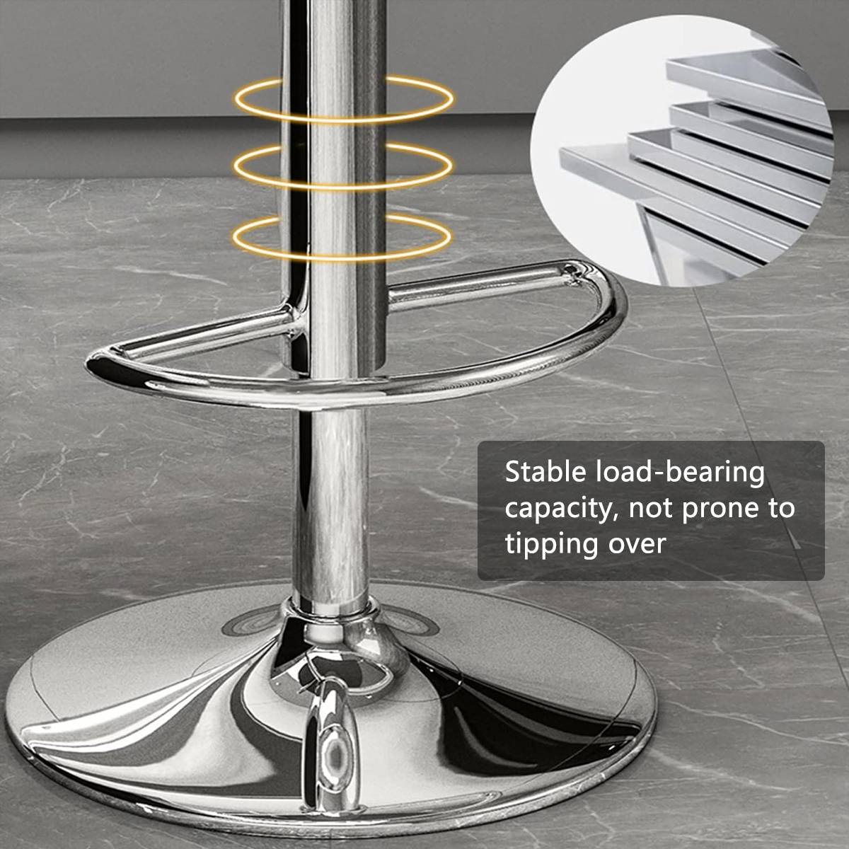 Bar Stool Adjustable Height Modern PU Leather Seat Metal Frame for Kitchen Bar