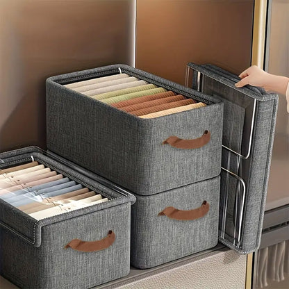 4 Pieces Foldable Fabric Storage Boxes with Clear Lids
