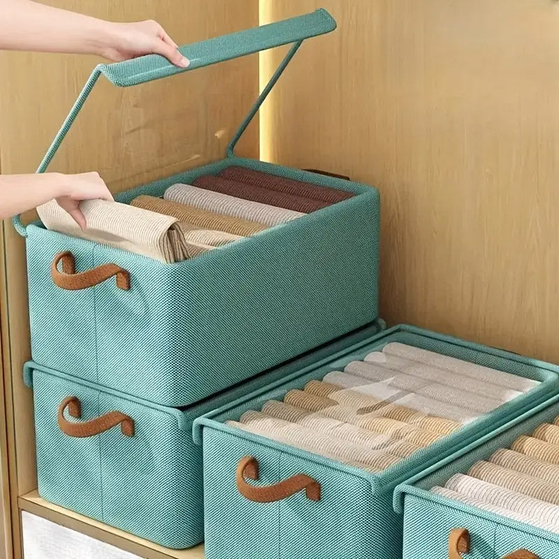4 Pieces Foldable Fabric Storage Boxes with Clear Lids