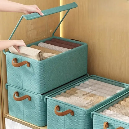4 Pieces Foldable Fabric Storage Boxes with Clear Lids