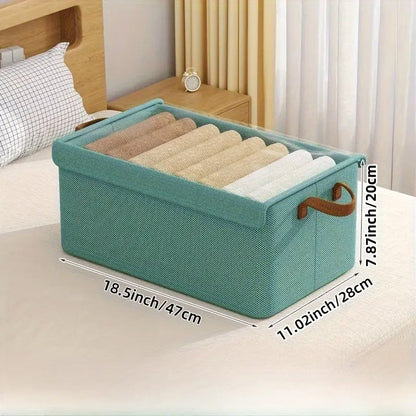 4 Pieces Foldable Fabric Storage Boxes with Clear Lids