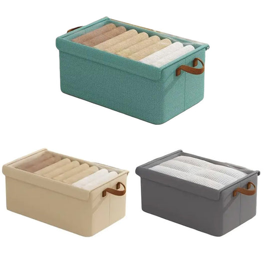 4 Pieces Foldable Fabric Storage Boxes with Clear Lids