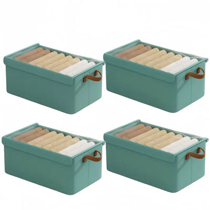 4 Pieces Foldable Fabric Storage Boxes with Clear Lids