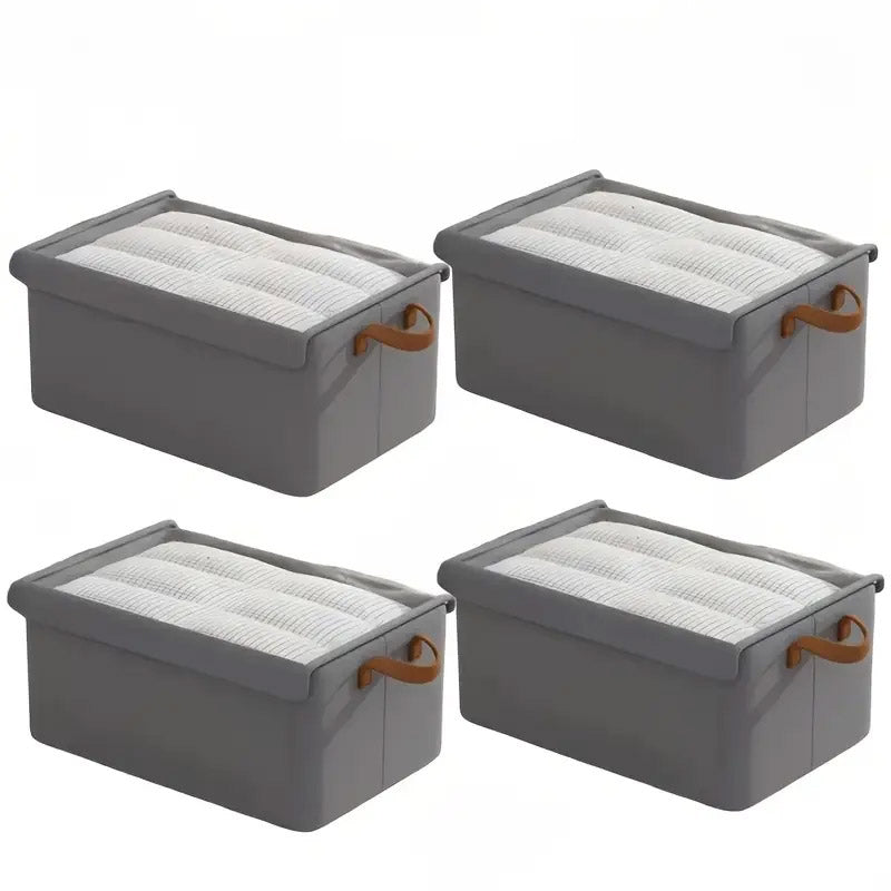 4 Pieces Foldable Fabric Storage Boxes with Clear Lids