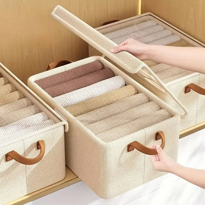 4 Pieces Foldable Fabric Storage Boxes with Clear Lids