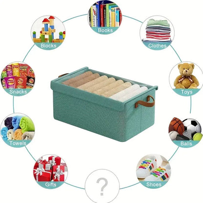 4 Pieces Foldable Fabric Storage Boxes with Clear Lids