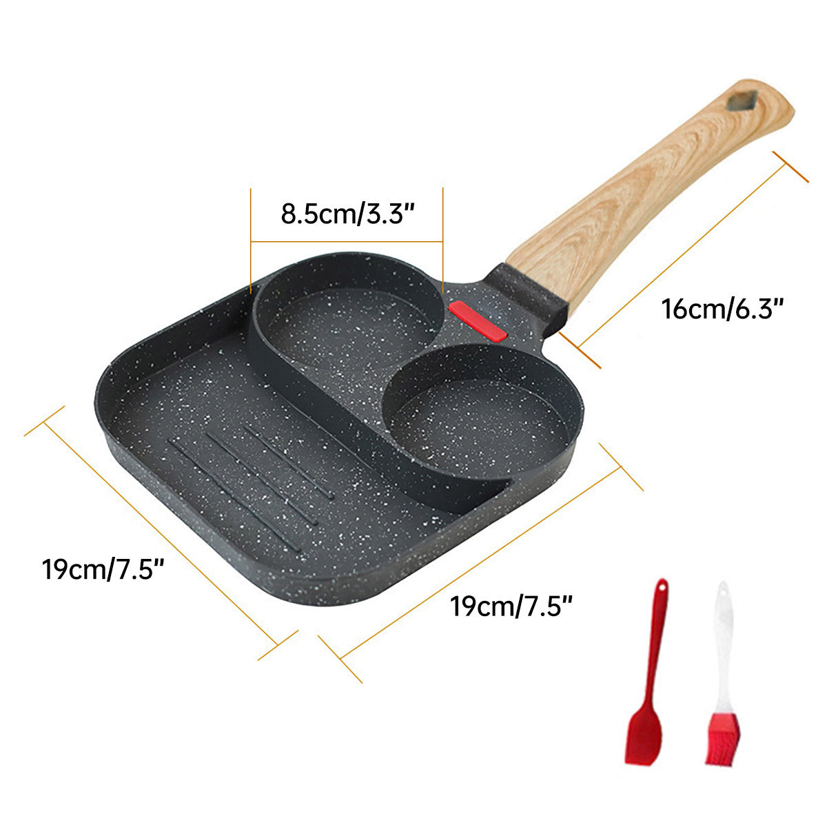 3-Hole Non-Stick Frying Pancake Pan Round Egg Breakfast Cooker