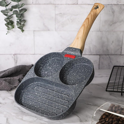 3-Hole Non-Stick Frying Pancake Pan Round Egg Breakfast Cooker