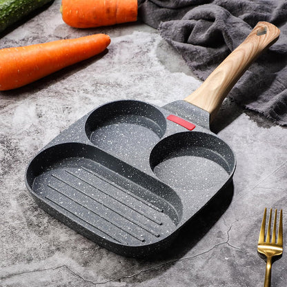 3-Hole Non-Stick Frying Pancake Pan Round Egg Breakfast Cooker