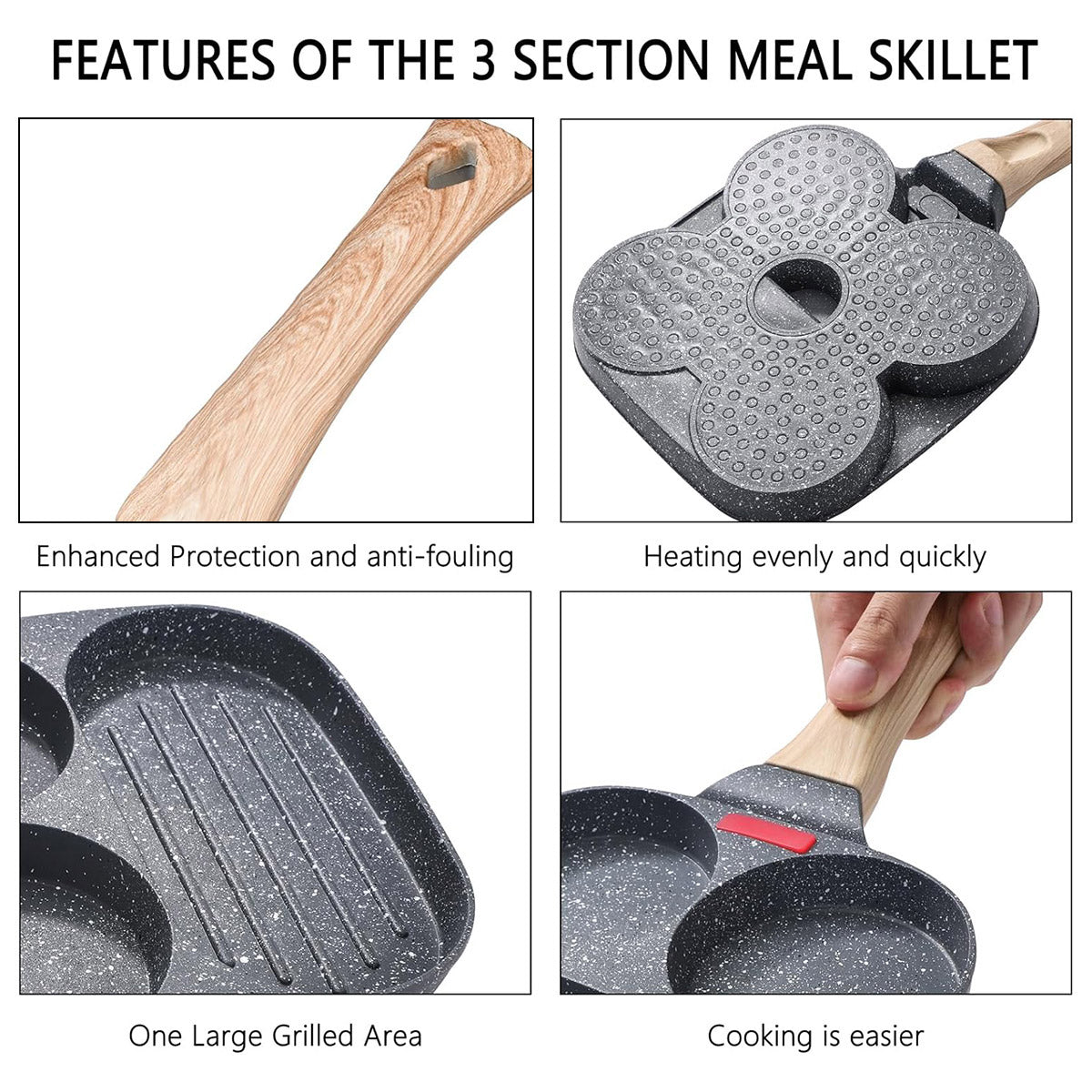 3-Hole Non-Stick Frying Pancake Pan Round Egg Breakfast Cooker