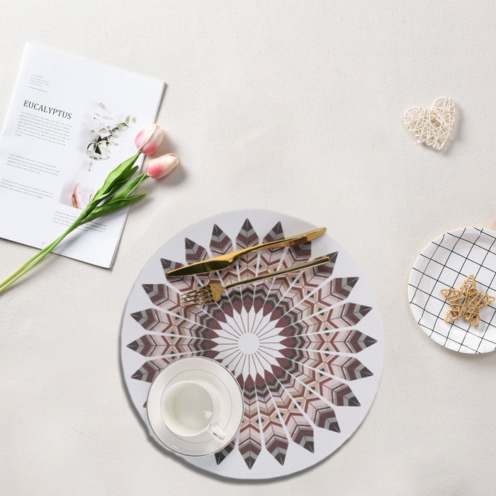 4 Pcs Round Placemats with Geometric Pattern