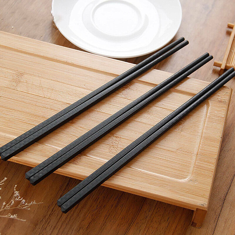 5 Pairs Premium Plastic Chinese Japanese Chopsticks Dishwasher Safe Black