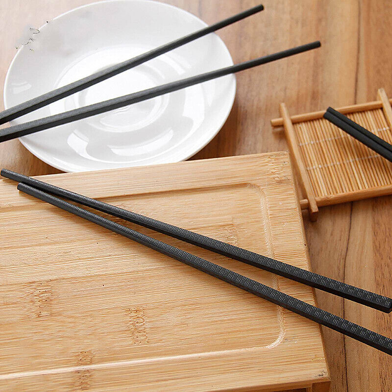 5 Pairs Premium Plastic Chinese Japanese Chopsticks Dishwasher Safe Black