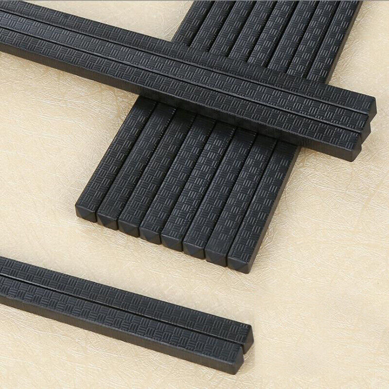 5 Pairs Premium Plastic Chinese Japanese Chopsticks Dishwasher Safe Black