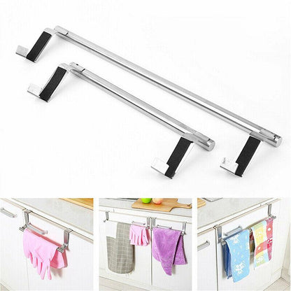 Over Door Tea Towel Holder Rack Kitchen Bathroom Rail Cupboard Hanger Bar Hook A