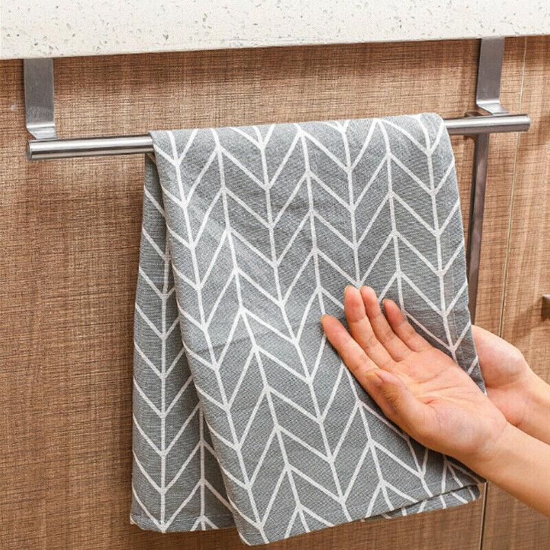Over Door Tea Towel Holder Rack Kitchen Bathroom Rail Cupboard Hanger Bar Hook A